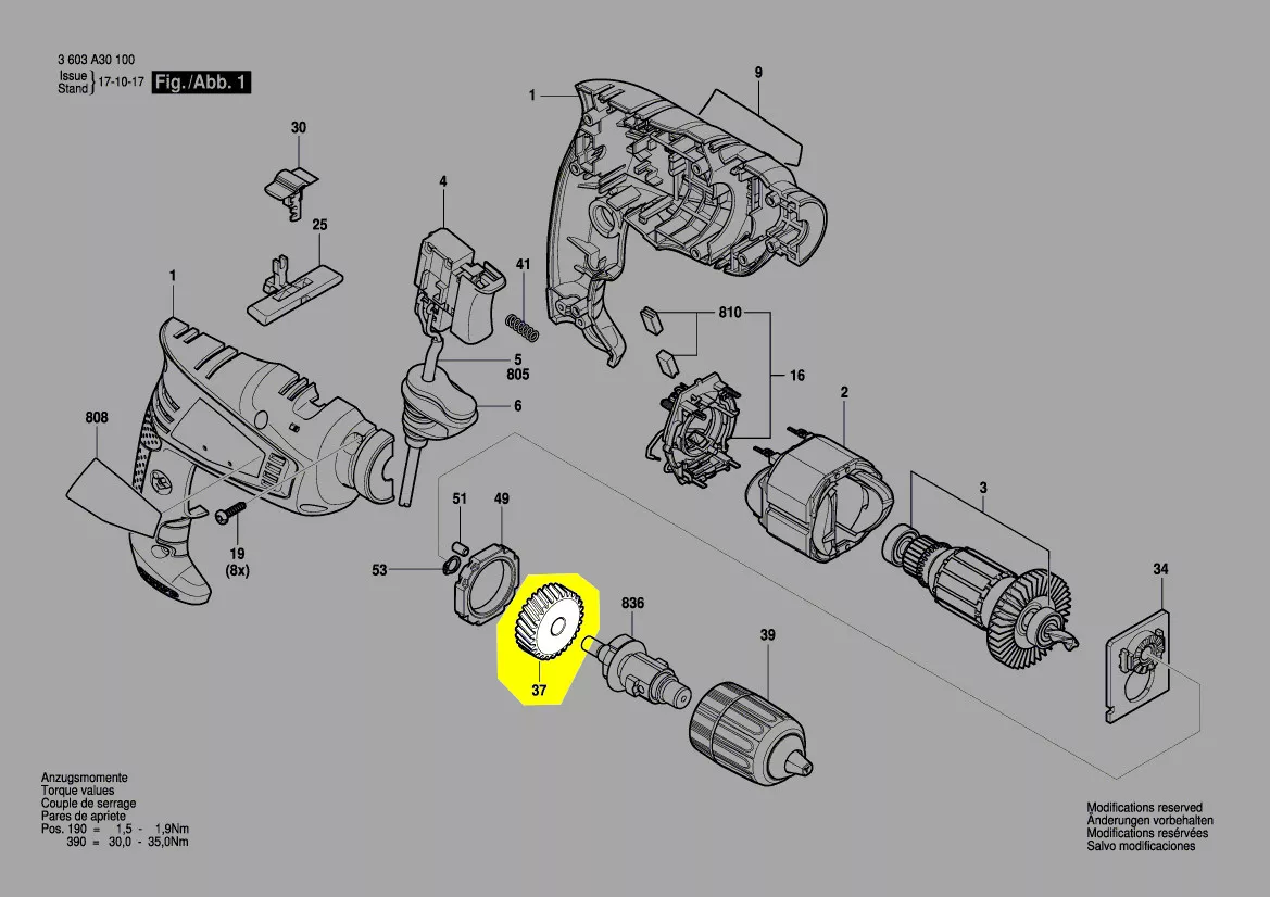 Pignon de transmission réf. 1 606 300 00P Bosch